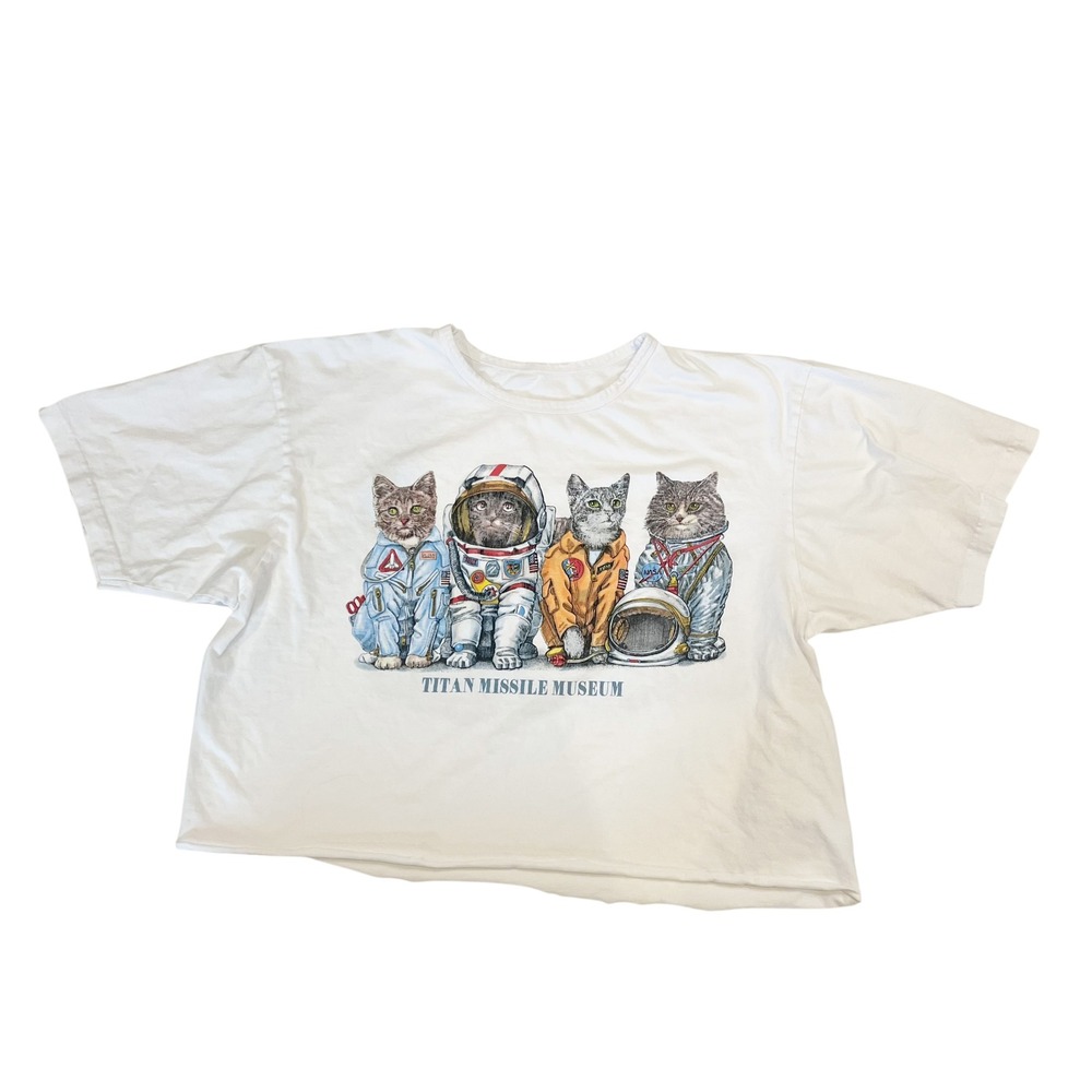 Vintage Titan Missile Museum Cat Astronaut Space NASA Tee Double Sided Size XL